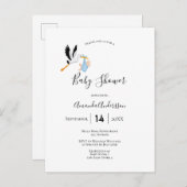Blauw wit baby shower briefkaart (Voorkant / Achterkant)