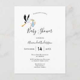 Blauw wit baby shower briefkaart