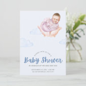 Blauw-wit baby shower kaart (Staand voorkant)