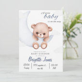 Blauw-wit Baby shower Kaart (Staand voorkant)