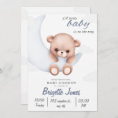 Blauw-wit Baby shower Kaart (Voorkant / Achterkant)