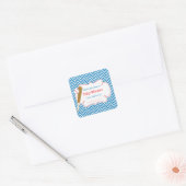 Blauw/wit Baby shower kookplaat Vierkante Sticker (Envelop)
