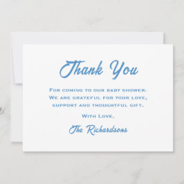 Blauw Wit Baby shower Leuk trendy avontuur wacht o Bedankkaart