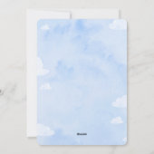 Blauw-wit Baby shower op uitnodiging (Achterkant)