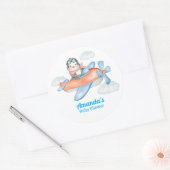Blauw wit Baby shower Penguin Pilot Ronde Sticker (Envelop)
