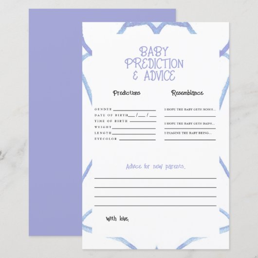 Blauw-wit Baby voorspellingen (Voorkant / Achterkant)