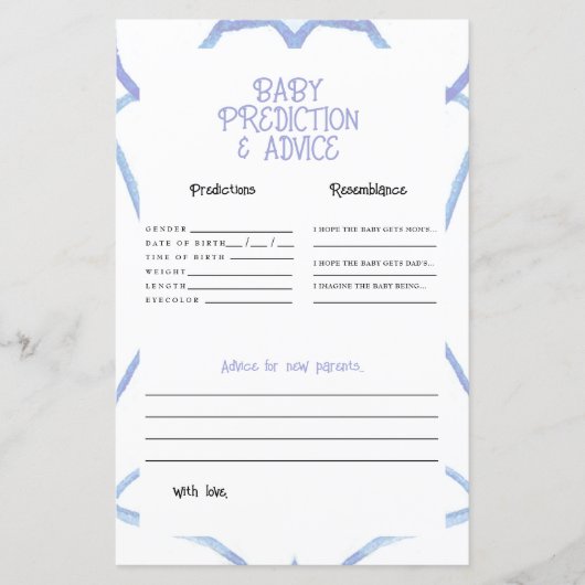 Blauw-wit Baby voorspellingen (Voorkant)