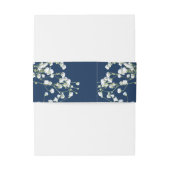 Blauw & Wit Baby's Adem Floral Elegant Huwelijk Uitnodigingen Wikkel (Achterkant Voorbeeld)