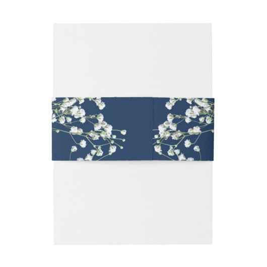 Blauw & Wit Baby's Adem Floral Elegant Huwelijk Uitnodigingen Wikkel (Achterkant Voorbeeld)