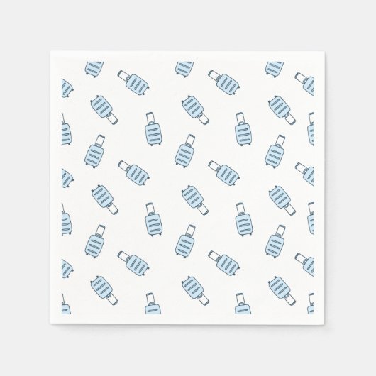 Blauw Wit Bagagekoffer Naadloos Patroon Servet (Voorkant)