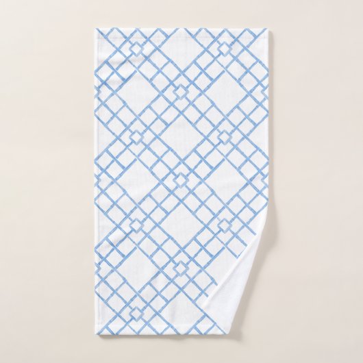 Blauw&Wit Bamboe Rooster Preppy Badkamerdecor Handdoek (Handdoek)