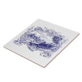 Blauw & Wit Barok Rococo Cartouche Castle Tegeltje (Zijkant)