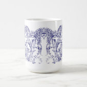 Blauw & Wit Barok Rococo Cartouche Frieze Koffiemok (Center)