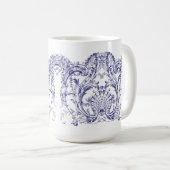 Blauw & Wit Barok Rococo Cartouche Frieze Koffiemok (Voorkant rechts)
