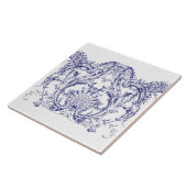 Blauw & Wit Barok Rococo Cartouche Frieze Tegeltje (Zijkant)