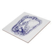 Blauw & Wit Barok Rococo Cartouche Zeemeerminnen Tegeltje (Zijkant)