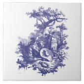 Blauw & Wit Barok Rococo Hond & Schaap Landschap Tegeltje (Voorkant)