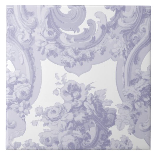 Blauw & Wit Barok Rococo Louis XV Patroon Tegeltje (Voorkant)