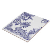 Blauw & Wit Barok Rococo Rocaille Patroon b Tegeltje (Zijkant)