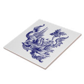 Blauw & Wit Barok Rococo Rocaille Swan Pair Tegeltje (Zijkant)