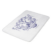 Blauw & Wit Barok Rococo Zeemeermin Badmat (Gekanteld)