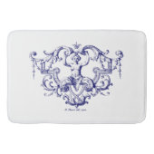Blauw & Wit Barok Rococo Zeemeermin Badmat (Voorkant)