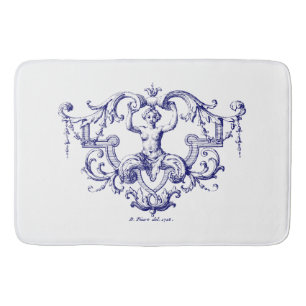 Blauw & Wit Barok Rococo Zeemeermin Badmat