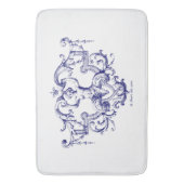 Blauw & Wit Barok Rococo Zeemeermin Badmat (Voorkant Verticaal)