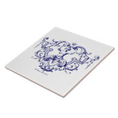 Blauw & Wit Barok Rococo Zeemeermin Tegeltje (Zijkant)