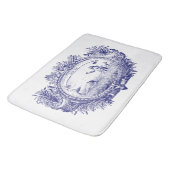 Blauw & Wit Barok Rococo Zeemeermin Vis Cartouche Badmat (Gekanteld)