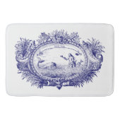 Blauw & Wit Barok Rococo Zeemeermin Vis Cartouche Badmat (Voorkant)