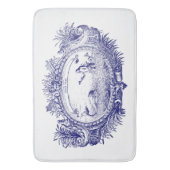 Blauw & Wit Barok Rococo Zeemeermin Vis Cartouche Badmat (Voorkant Verticaal)