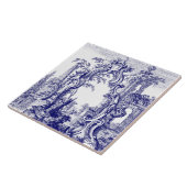 Blauw & Wit Barokke Rococo Cartouche Ruïnes Tegeltje (Zijkant)