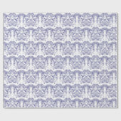 Blauw & Wit Barokrococo Patroon Cadeaupapier (Vlak)