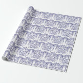 Blauw & Wit Barokrococo Patroon Cadeaupapier (Uitgerold)