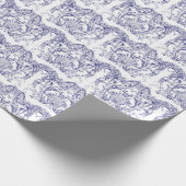 Blauw & Wit Barokrococo Patroon Cadeaupapier (Hoek)