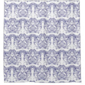 Blauw & Wit Barokrococo Patroon Douchegordijn (Voorkant)
