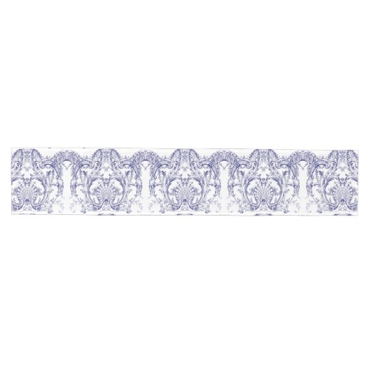 Blauw & Wit Barokrococo Patroon Medium Tafelloper (Horizontaal)