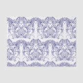 Blauw & Wit Barokrococo Patroon Tissuepapier (Voorkant)