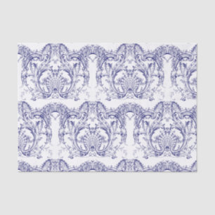 Blauw & Wit Barokrococo Patroon Tissuepapier