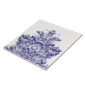 Blauw & Wit Barokrococo Rocaille Shell Frieze Tegeltje (Zijkant)