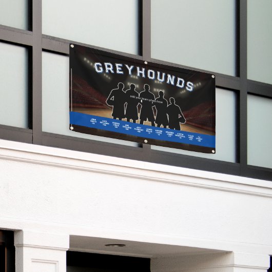 Blauw-Wit Basketbal Banner Sportteam (Buitenkant Gebouw)