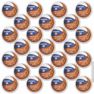 Blauw wit basketbal partij dank u set van 25 sticker