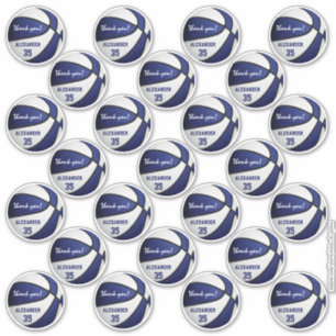 Blauw wit basketbal partij dank u set van 25 sticker