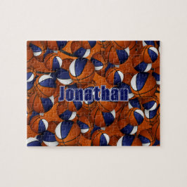 blauw wit basketbaljongens en teamkleuren legpuzzel