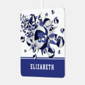 Blauw wit basketballen sterren gepersonaliseerd metalen ornament (Voorkant links)