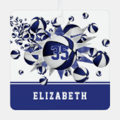 Blauw wit basketballen sterren gepersonaliseerd metalen ornament (Voorkant)