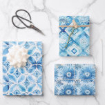 Blauw Wit Batik Floral Vrijgezellenfeest Inpakpapier Vel<br><div class="desc">Blauw Wit Batik Floral Vrijgezellenfeest</div>