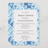 Blauw Wit Batik Floral Vrijgezellenfeest Kaart (Voorkant / Achterkant)