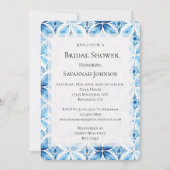 Blauw Wit Batik Floral Vrijgezellenfeest Kaart (Voorkant)